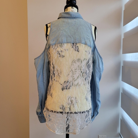 Forever 21 Premium Denim Off shoulder Shirt - Picture 4 of 8